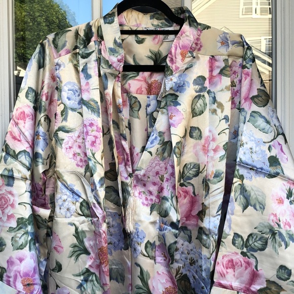 Sante Classics Floral Pleated Kimono Caftan M - Picture 5 of 8